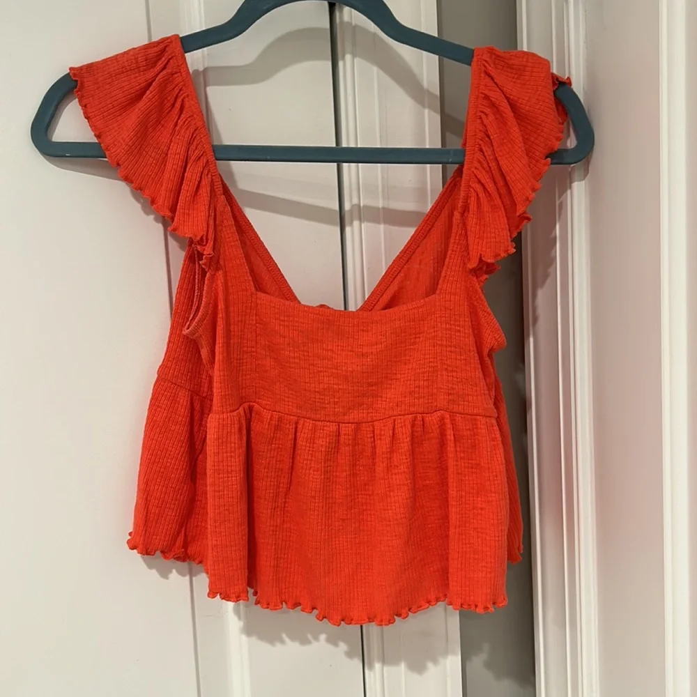 Women's Ruffled Red Top - Picture 2 of 4